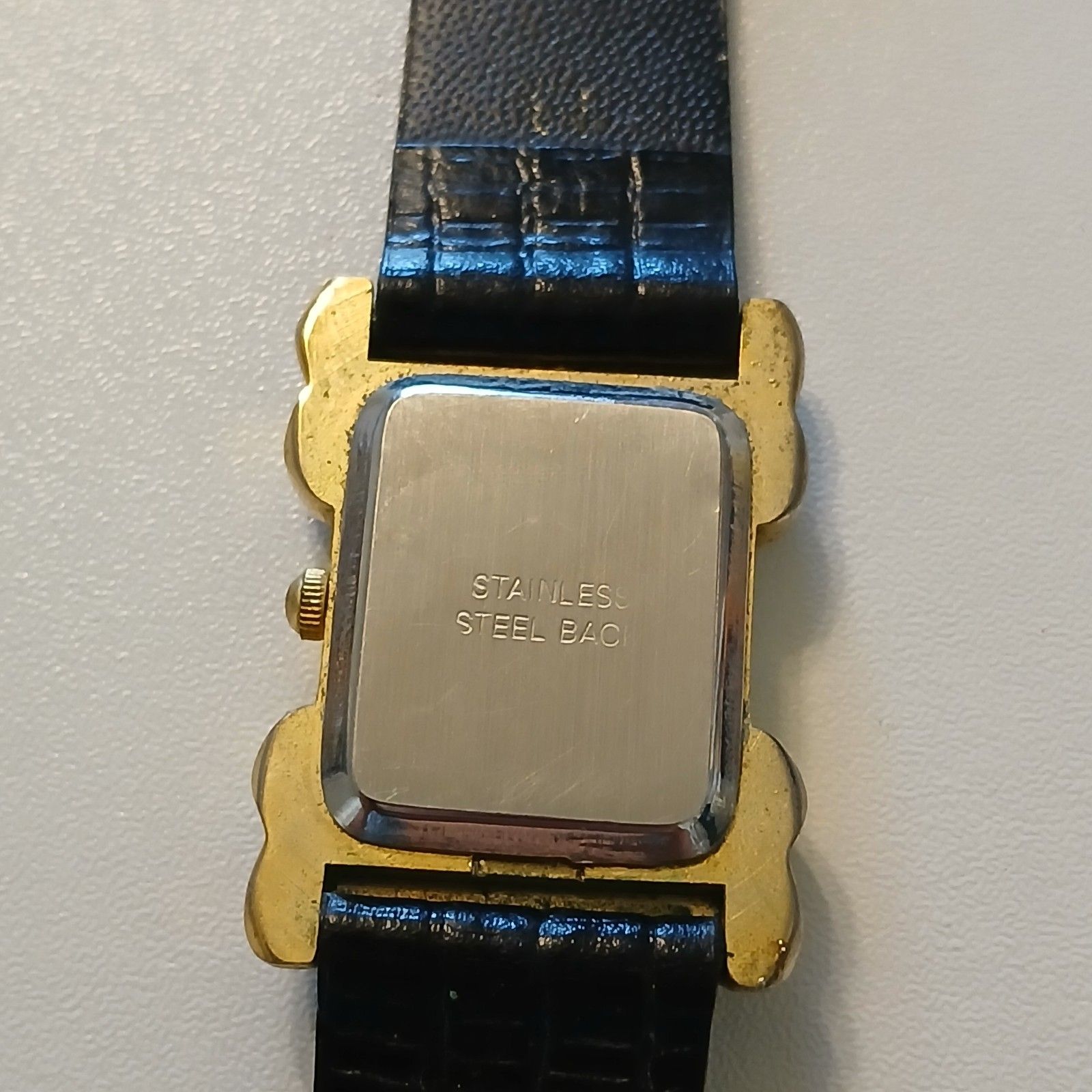 Vtg 90s St. Bernard Women Quartz Watch Black Dial Gold Tone Accent 19.6mm — image 3 of 8